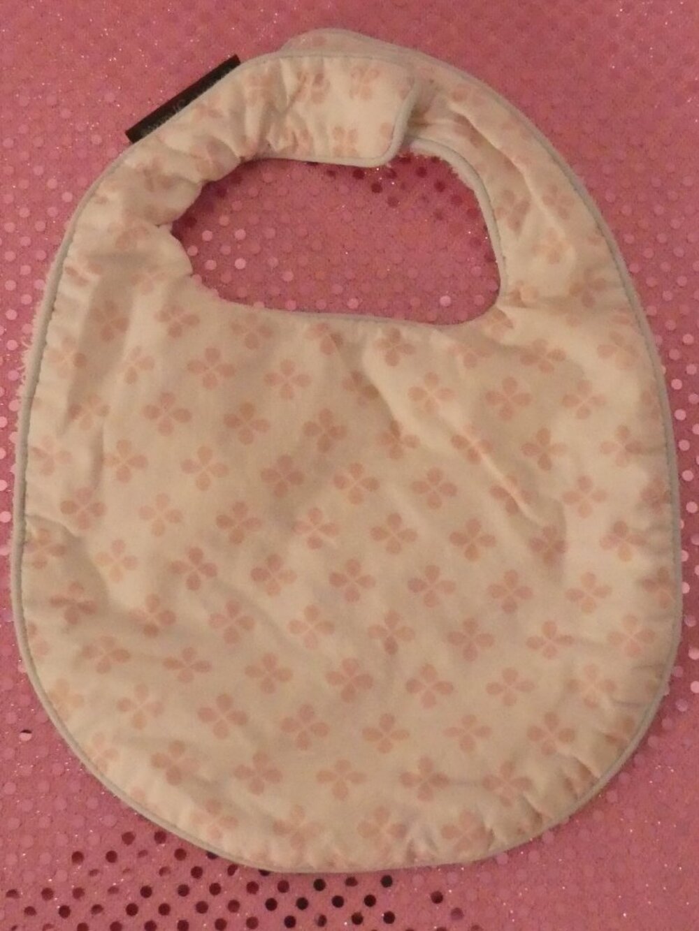 DWELL STUDIO Reversible Terrycloth Baby Pink Floral Velcro Fastened Bib